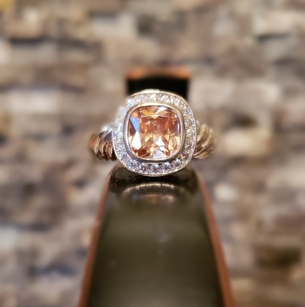 Cushion Cut fashion ring with Swarovski crystals